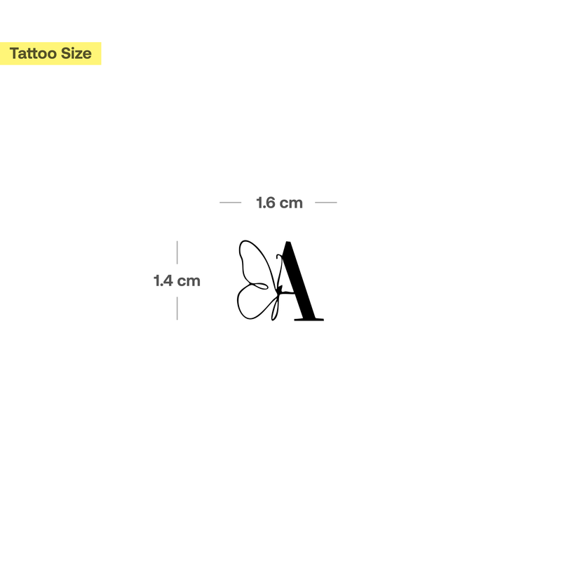 Schmetterling mit Initialen Tattoo (A-Z)