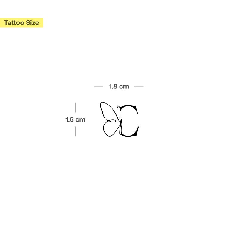 Schmetterling mit Initialen Tattoo (A-Z)