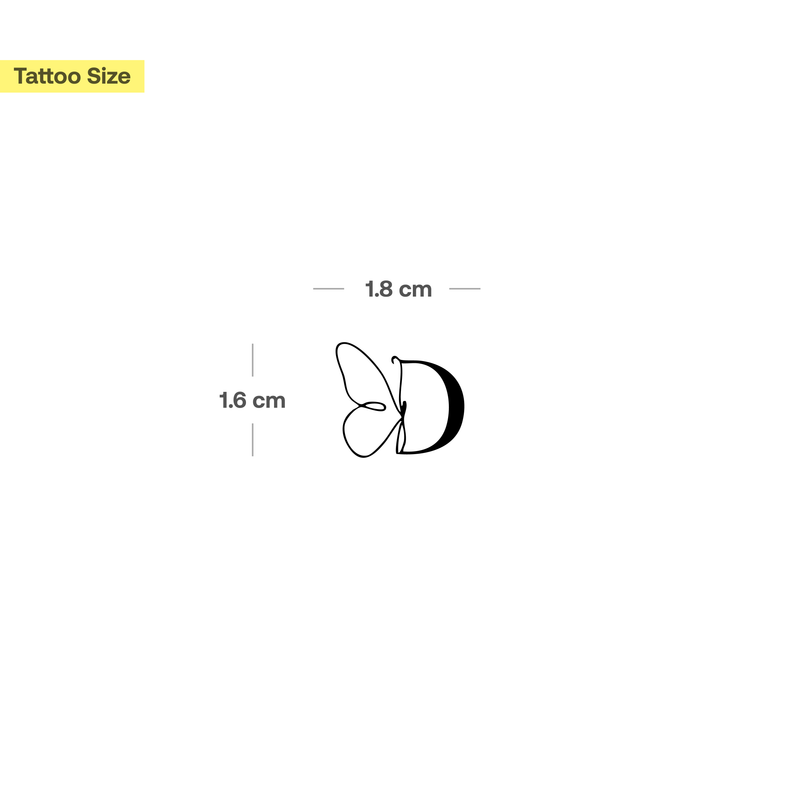 Schmetterling mit Initialen Tattoo (A-Z)