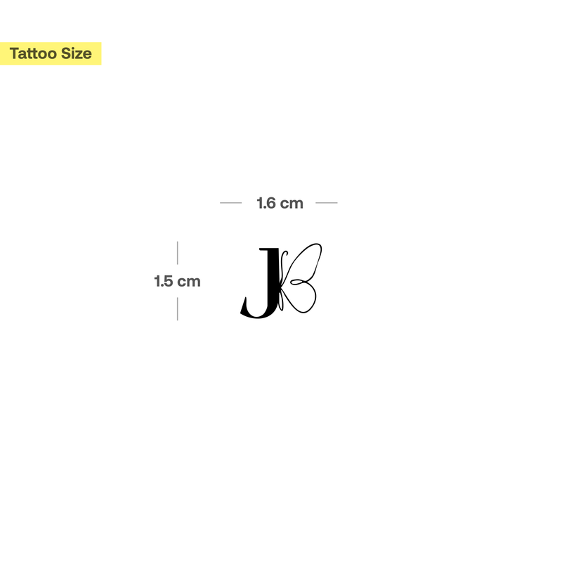 Schmetterling mit Initialen Tattoo (A-Z)