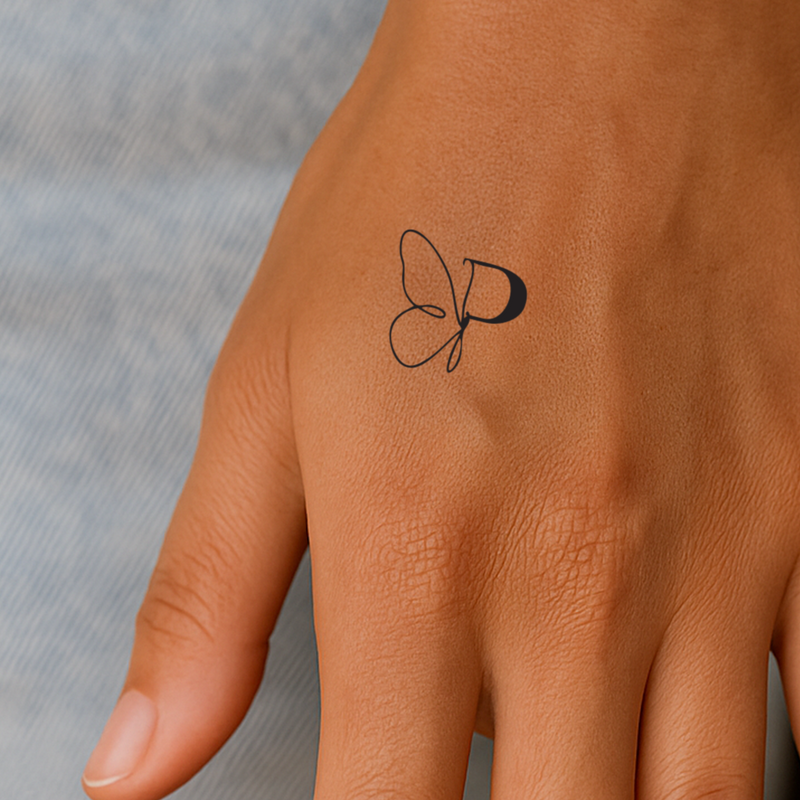 Schmetterling mit Initialen Tattoo (A-Z)